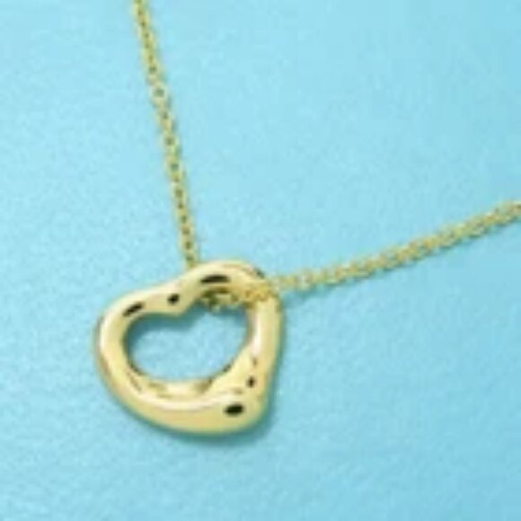 Tiffany & Co. Small Open Heart Necklace 16" 18k Yellow Gold 750 Auth - Picture 7 of 8